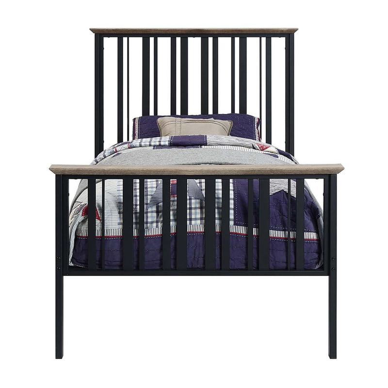 Zudora Twin Bed, Antique Oak & Black Finish Acme