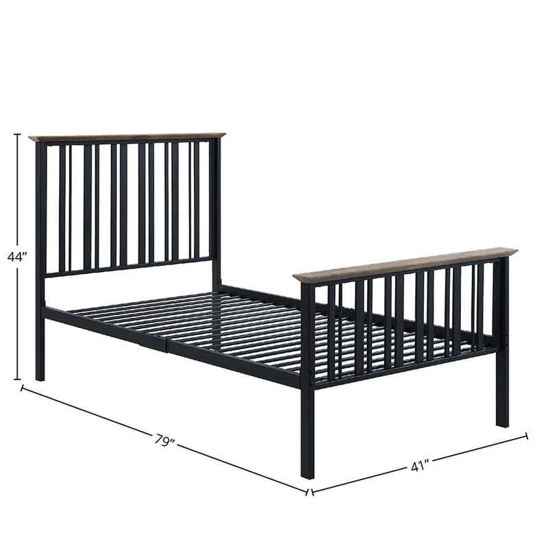 Zudora Twin Bed, Antique Oak & Black Finish Acme