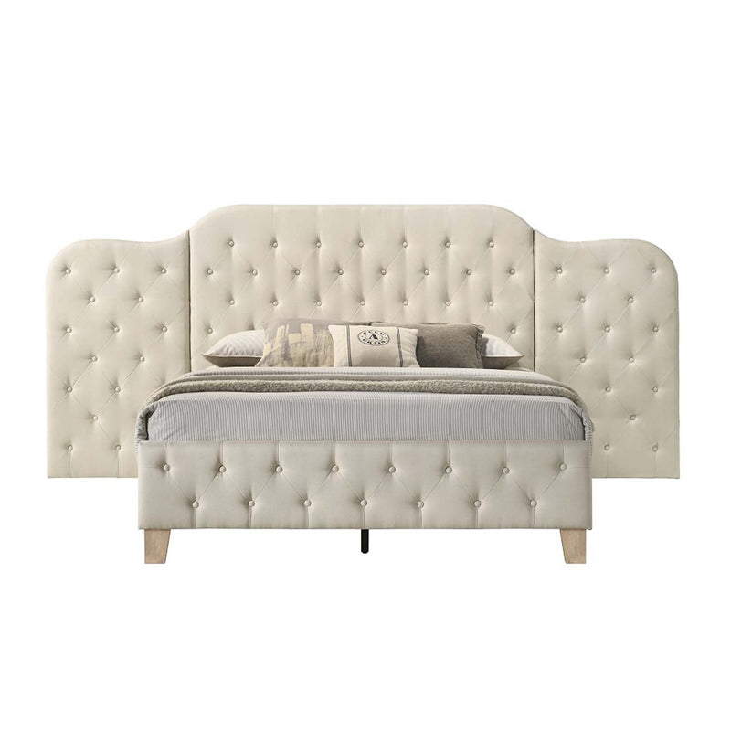Ranallo Queen Wall Bed, Beige Linen & Natural Finish Acme