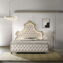 Lucienne King Bed w/Led, Beige Velvet Acme