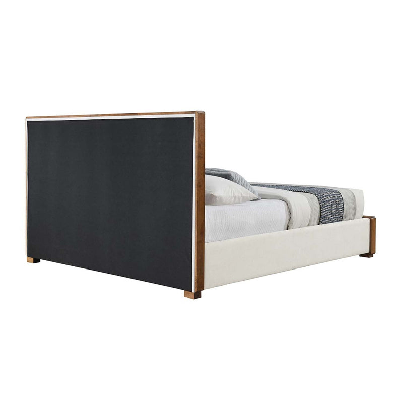 Kaleea King Bed, Beige Chenille & Walnut Finish Acme