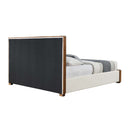 Kaleea Queen Bed, Beige Chenille & Walnut Finish Acme