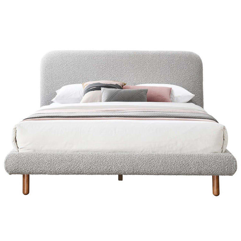 Cleo King Bed, Gray Boucle Acme