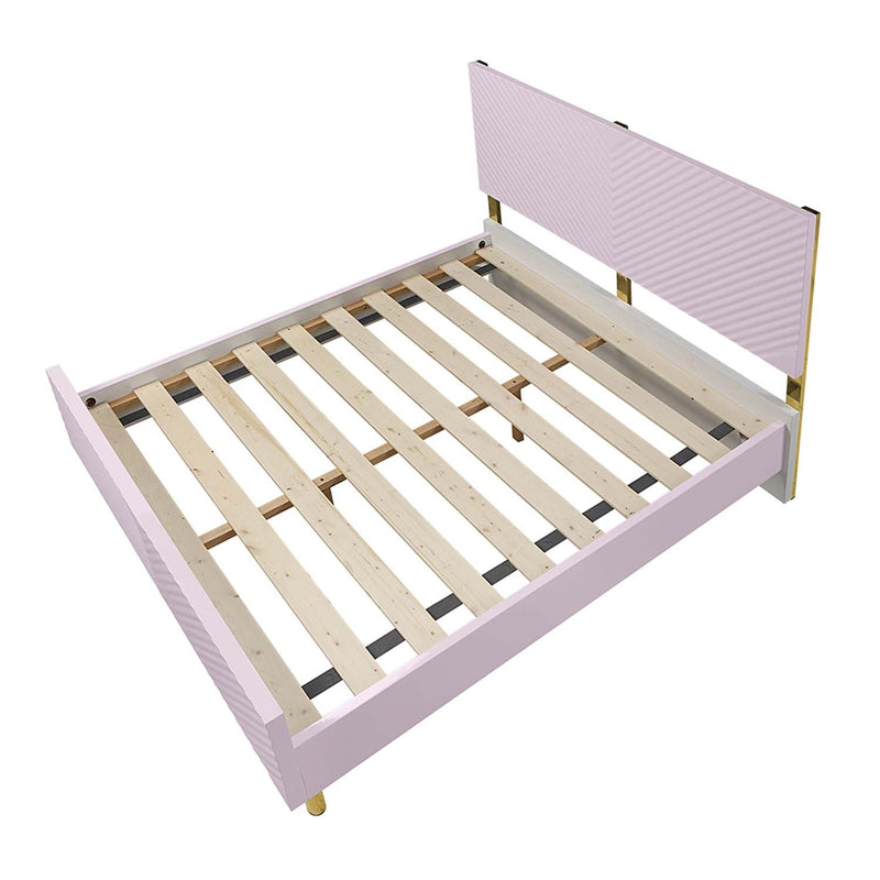 Gaines Full Bed, Pink High Gloss Finish Acme