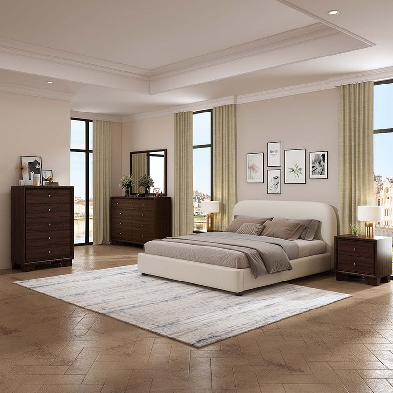 Arden Queen Bed, Beige Fabric Acme