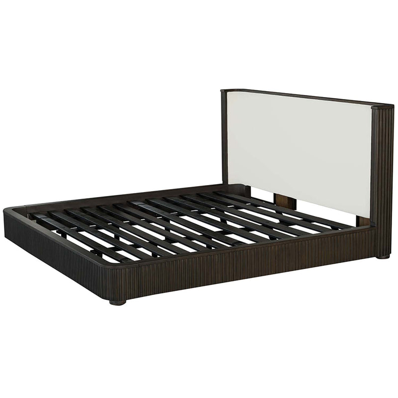 Clayten Queen Bed, Fabric & Espreeso Finish Acme