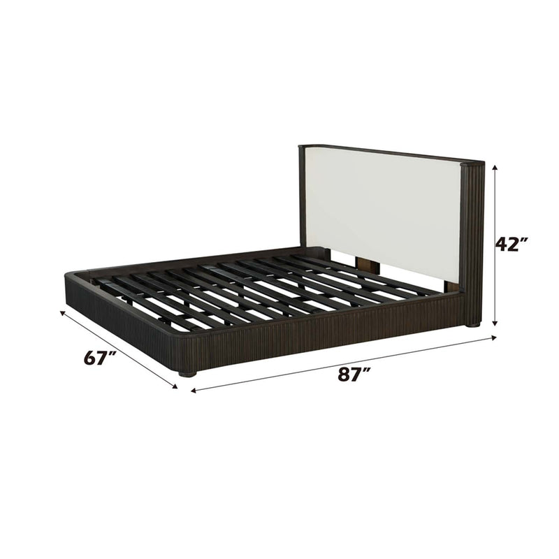 Clayten Queen Bed, Fabric & Espreeso Finish Acme