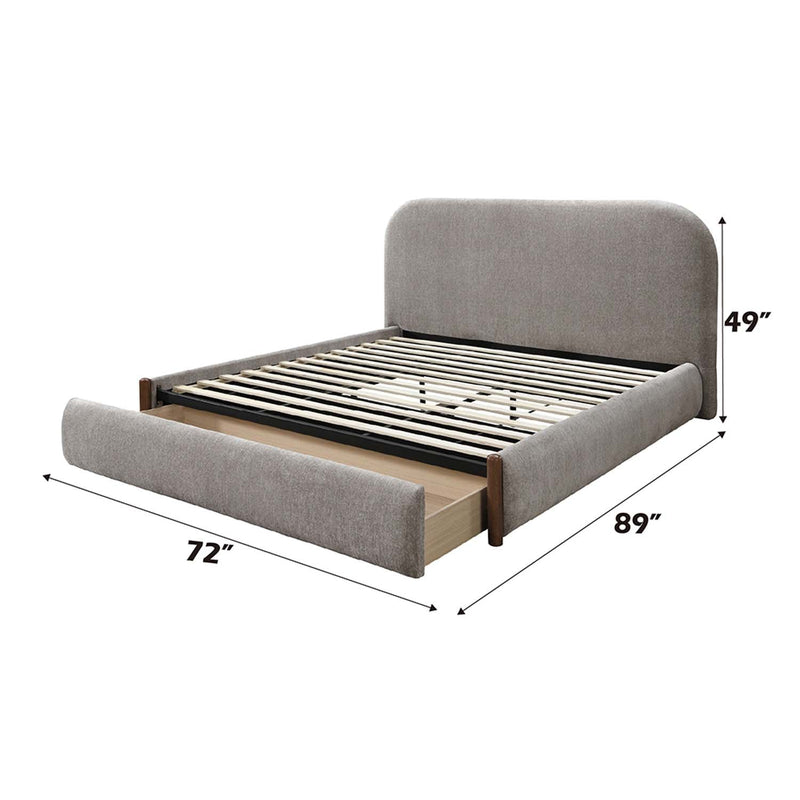 Orane Queen Bed w/Storage, Gray Fabric Acme