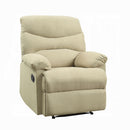 Arcadia Motion Recliner, Beige Microfiber