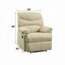 Arcadia Motion Recliner, Beige Microfiber