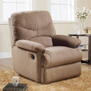 Arcadia Motion Glider Recliner, Light Brown Microfiber