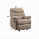 Arcadia Motion Glider Recliner, Light Brown Microfiber