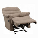 Arcadia Motion Glider Recliner, Light Brown Microfiber