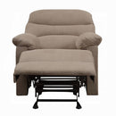 Arcadia Motion Glider Recliner, Light Brown Microfiber