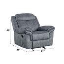 Zubaida Motion Glider Recliner, Two Tone Gray Velvet Acme