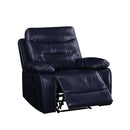 Aashi Motion Recliner, Navy Leather-Gel Match Acme