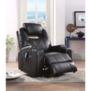 Waterlily Motion Rocker Recliner w/Swivel, Black Faux Leather Acme