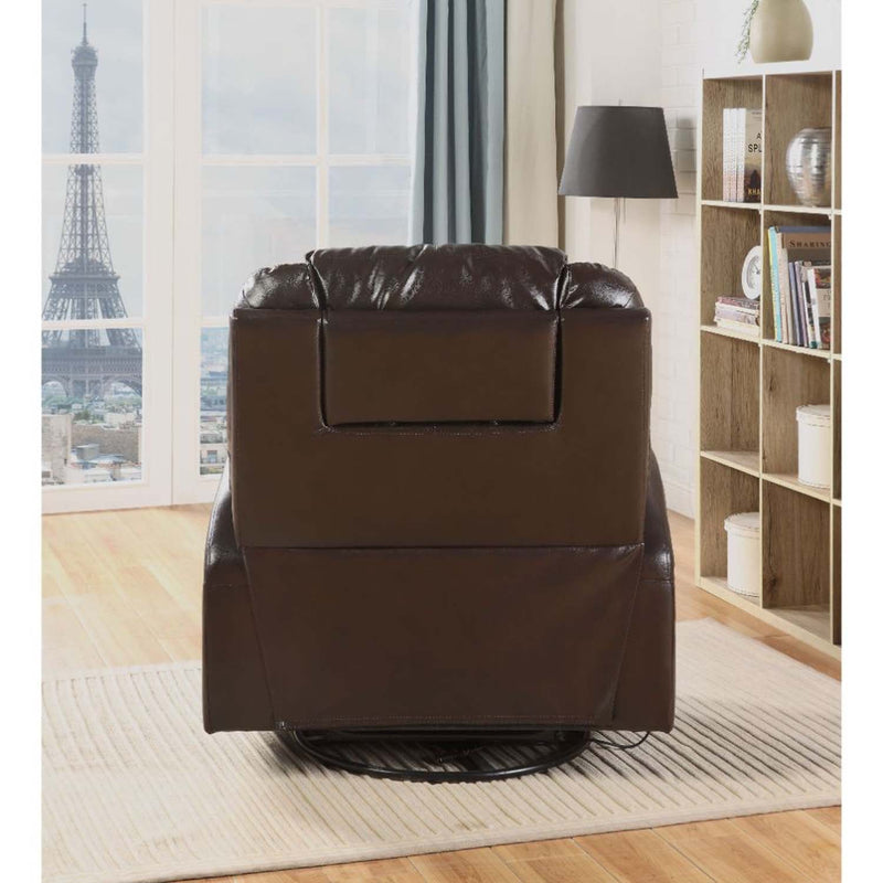 Waterlily Motion Rocker Recliner w/Swivel, Brown Faux Leather Acme