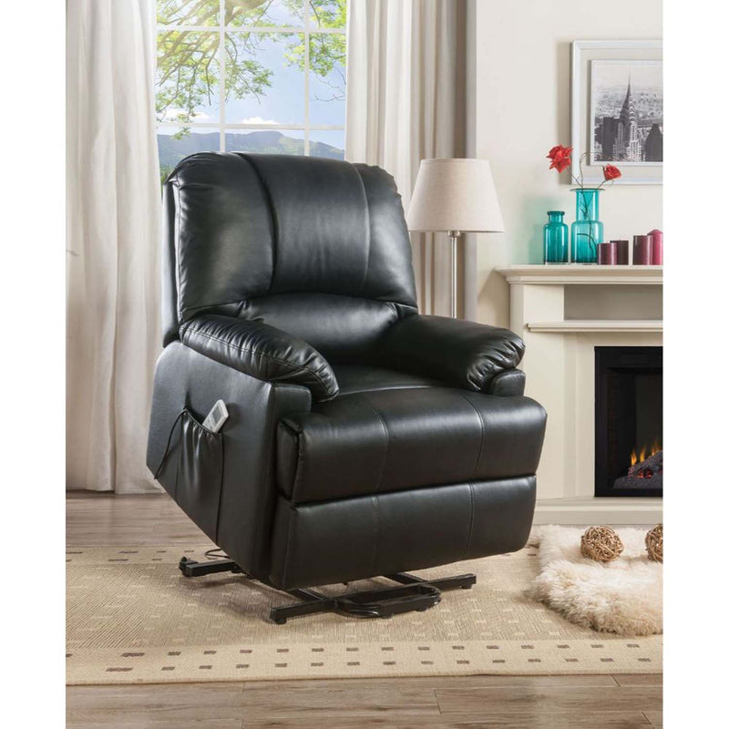 Ixora Recliner w/Power Lift & Massage, Black Faux Leather Acme