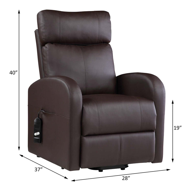 Ricardo Power Motion Recliner w/Lift, Brown Faux Leather Acme
