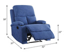 Rosia Motion Recliner, Blue Linen Acme