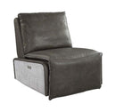 Metier Power Motion Recliner, Gray Top Grain Leather & Aluminum Acme