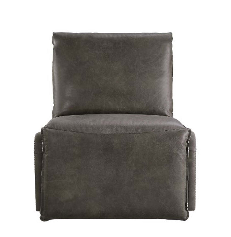 Metier Power Motion Recliner, Gray Top Grain Leather & Aluminum Acme