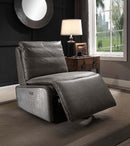 Metier Power Motion Recliner, Gray Top Grain Leather & Aluminum Acme