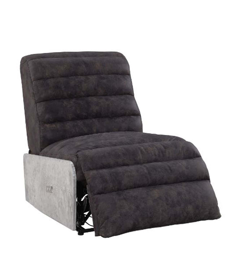 Okzuil Power Motion Recliner, Two Tone Gray Top Grain Leather & Aluminum Acme