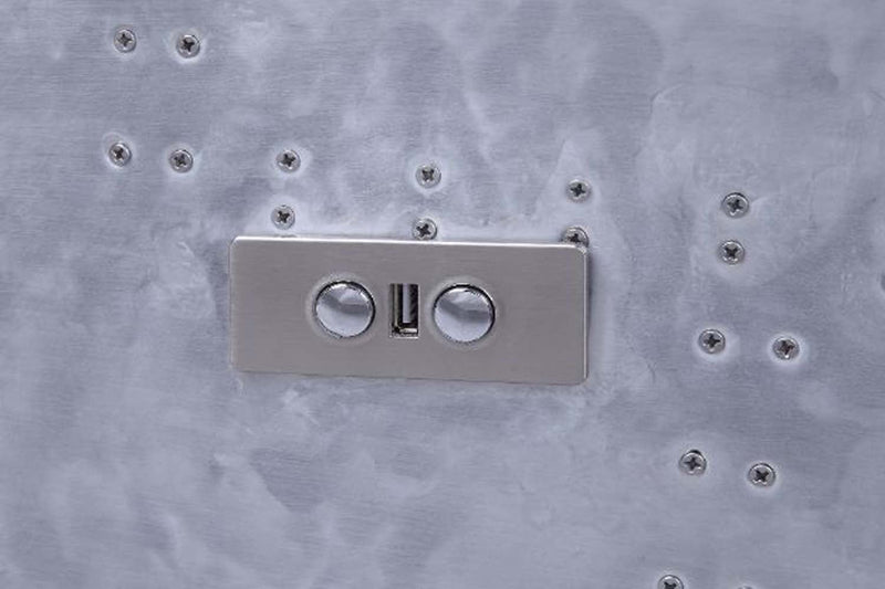 Okzuil Power Motion Recliner, Two Tone Gray Top Grain Leather & Aluminum Acme