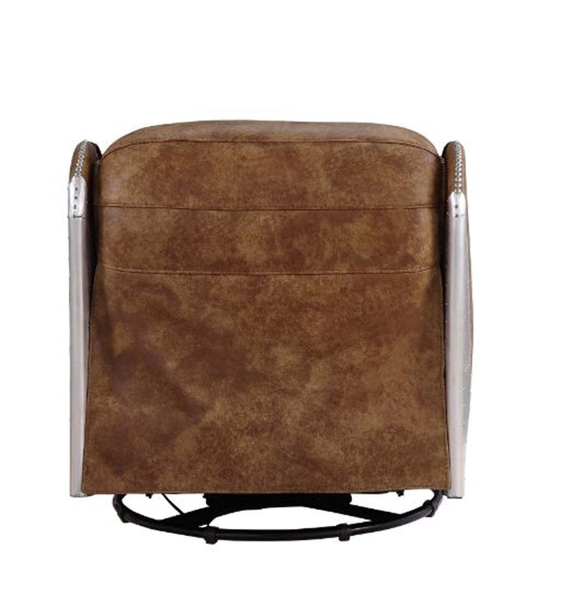 Qalurne Power Motion Recliner w/Swivel, Two Tone Mocha Top Grain Leather Acme