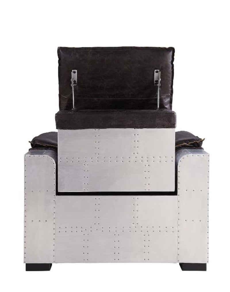 Misezon Power Motion Recliner, Dark Top Grain Brown Leather & Aluminum Acme