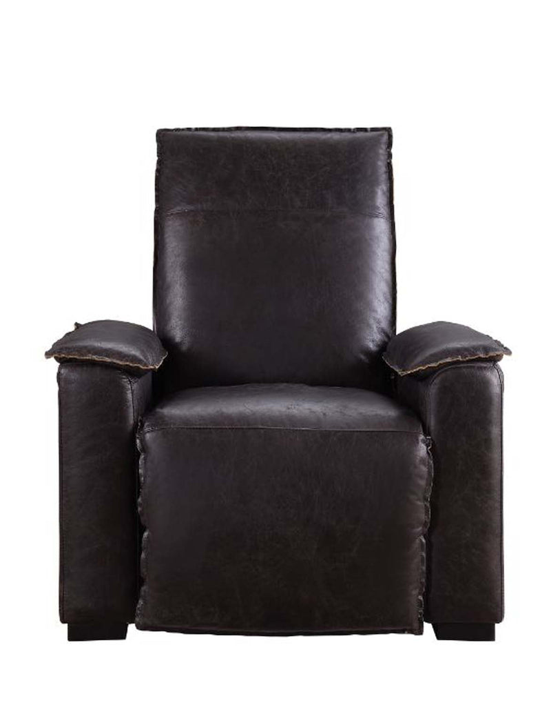 Misezon Power Motion Recliner, Dark Top Grain Brown Leather & Aluminum Acme