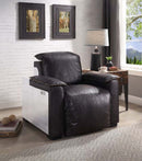 Misezon Power Motion Recliner, Dark Top Grain Brown Leather & Aluminum Acme