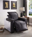 Misezon Power Motion Recliner, Dark Top Grain Brown Leather & Aluminum Acme