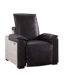 Misezon Power Motion Recliner, Dark Top Grain Brown Leather & Aluminum Acme