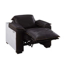Misezon Power Motion Recliner, Dark Top Grain Brown Leather & Aluminum Acme