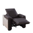 Misezon Power Motion Recliner, Dark Top Grain Brown Leather & Aluminum Acme