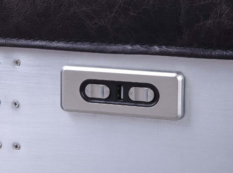 Misezon Power Motion Recliner, Dark Top Grain Brown Leather & Aluminum Acme