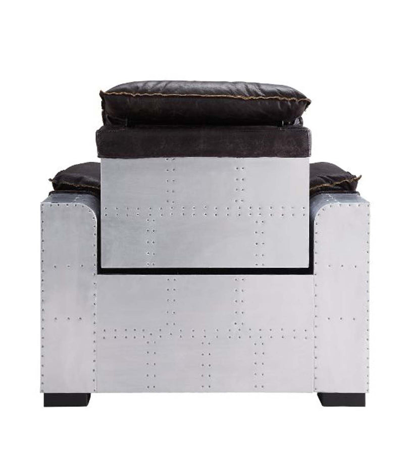 Misezon Power Motion Recliner, Dark Top Grain Brown Leather & Aluminum Acme