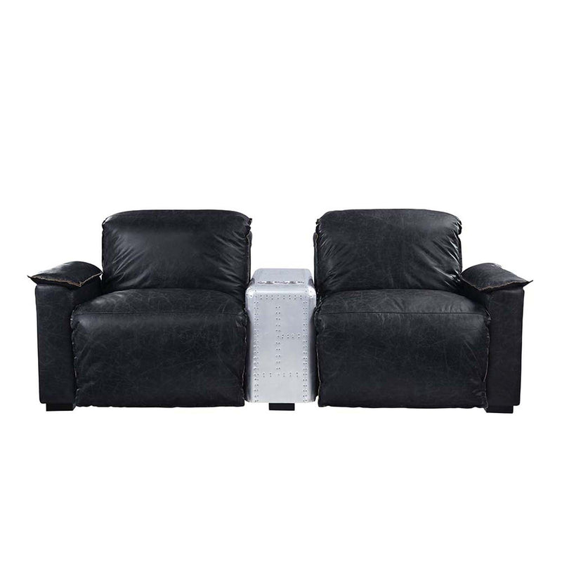 Misezon Power Motion Recliner, Black Top Grain Leather & Aluminum Acme
