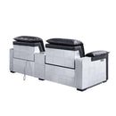 Misezon Power Motion Recliner, Black Top Grain Leather & Aluminum Acme