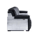 Misezon Power Motion Recliner, Black Top Grain Leather & Aluminum Acme