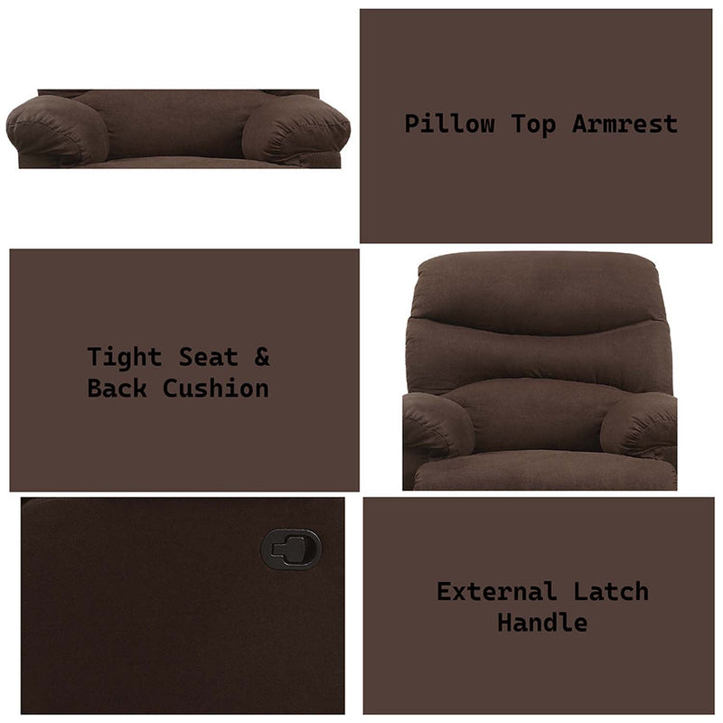 Arcadia Motion Recliner, Chocolate Microfiber Acme