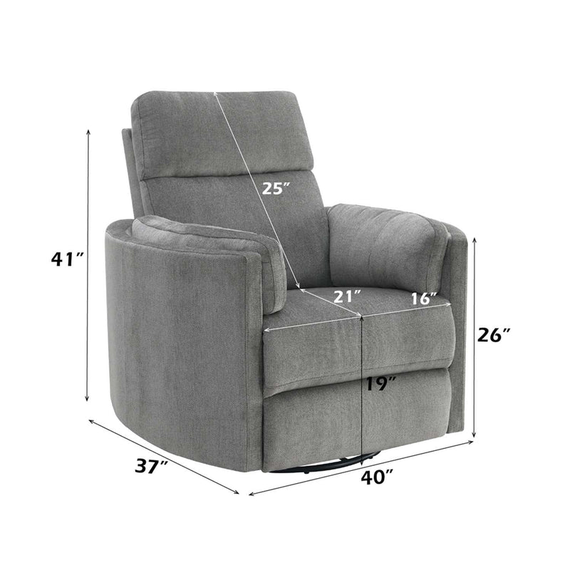 Sagen Recliner w/Swivel & Glider, Charcoal Chenille Acme