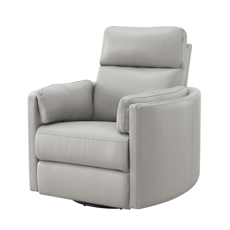Sagen Recliner w/Swivel & Glider, Gray Leather Aire Acme