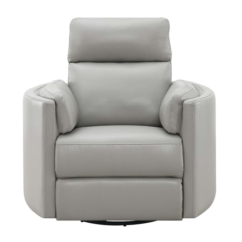 Sagen Recliner w/Swivel & Glider, Gray Leather Aire Acme