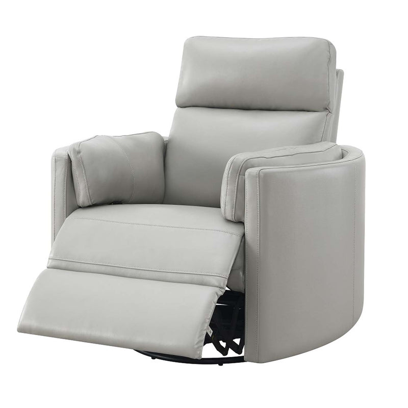 Sagen Recliner w/Swivel & Glider, Gray Leather Aire Acme