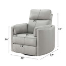 Sagen Recliner w/Swivel & Glider, Gray Leather Aire Acme