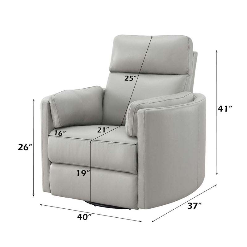 Sagen Recliner w/Swivel & Glider, Gray Leather Aire Acme